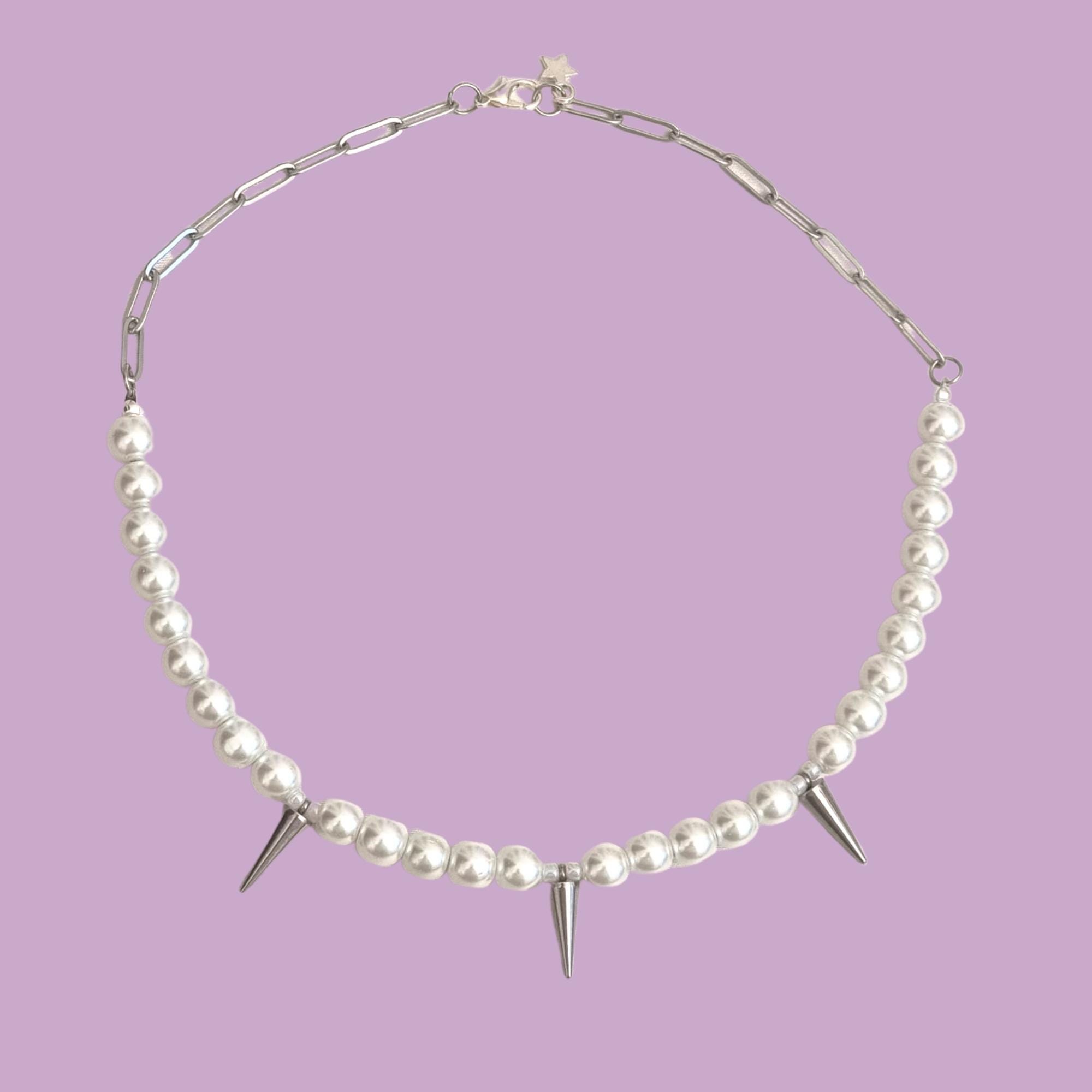 Machine Gun Kelly Inspired Handmade Pearl Necklace With Machine Gun Kelly Inspired Handmade Pearl Necklace With