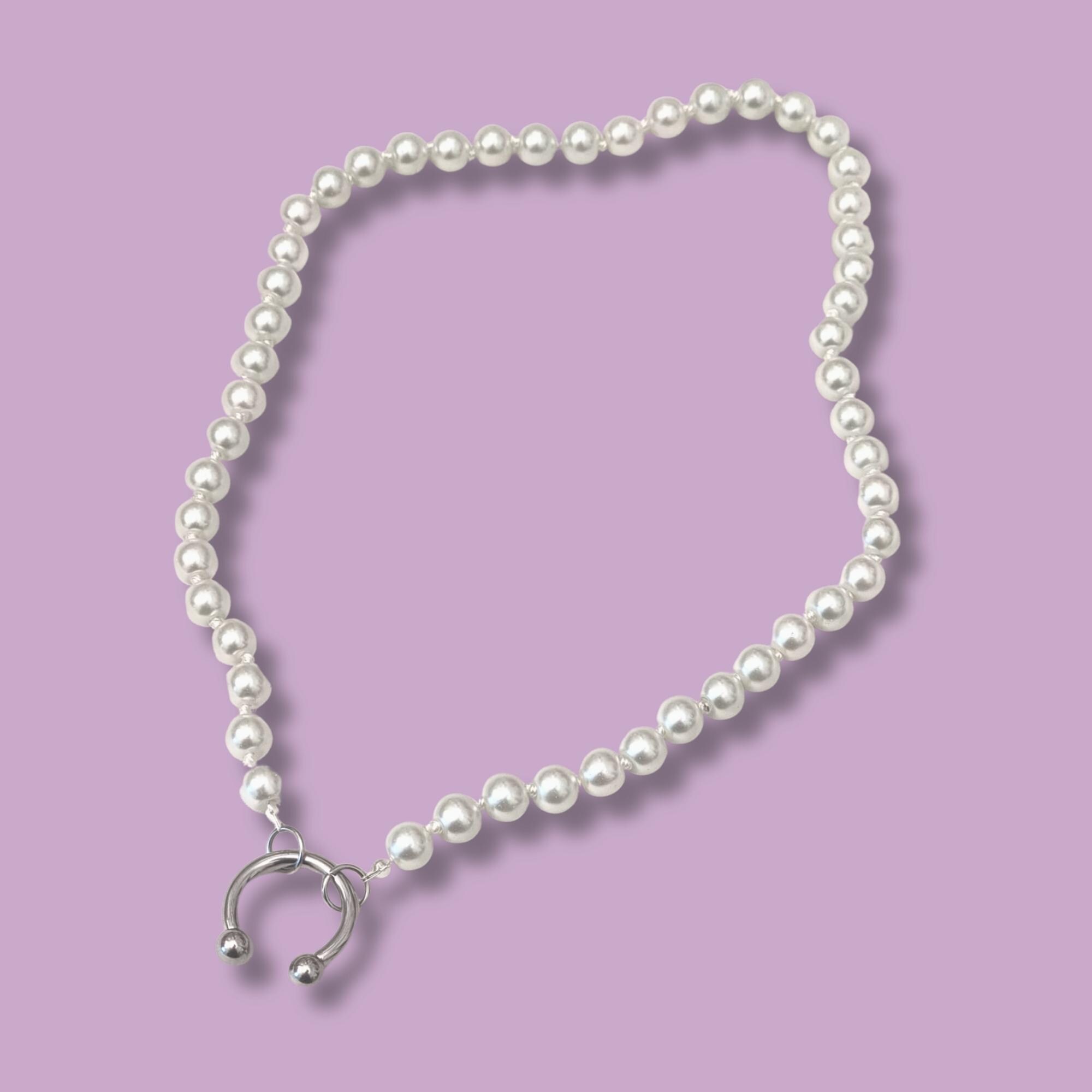 Machine Gun Kelly Inspired Handmade Horseshoe Clasp Pearl Machine Gun Kelly Inspired Handmade Horseshoe Clasp Pearl