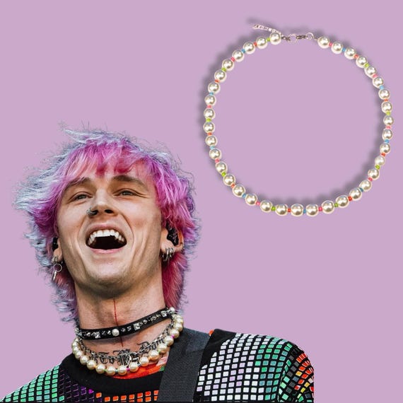 Machine Gun Kelly Inspired Handmade Colourful Pearl Necklace