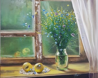 Oil painting "The Window to nostalgia"