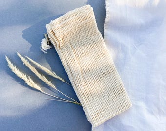 Organic Laundry Wash Bag / 15" x 11.5" / Large / GOTS Organic Cotton Mesh / for Reusable Cloth Pads or Household Laundry