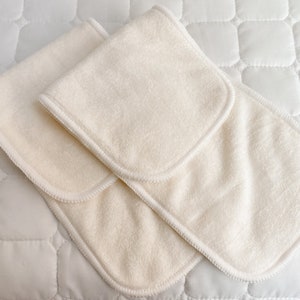 Set of 5 – Natural Bamboo Inserts – Newborn to Toddler – for Reusable Diapers Nappies – Heavy Absorbency – Seedling