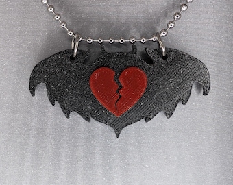 Pete Wentz Op Vleermuisvleugel geïnspireerde ketting met gebroken hart