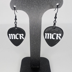 My Chemical Romance Logo Guitar Pick Earrings 3D Printed