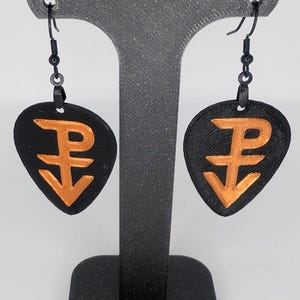 Pierce the Veil PTV Logo Guitar Pick Earrings 3D Printed