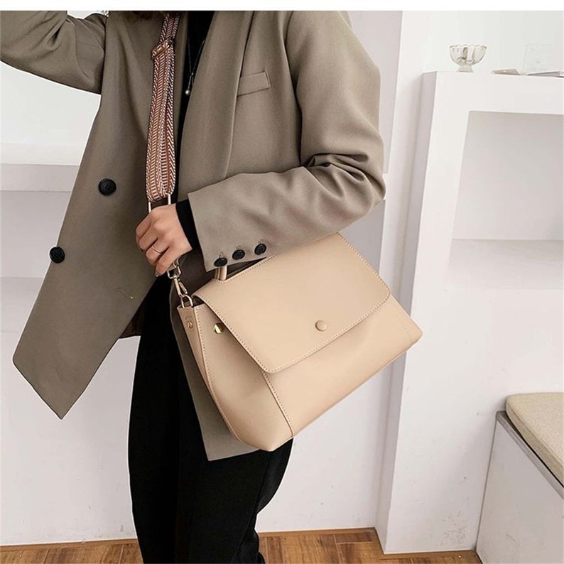 Korea Vegan Leather Vintage Shoulder Bag,large Capacity Crossbody Bag