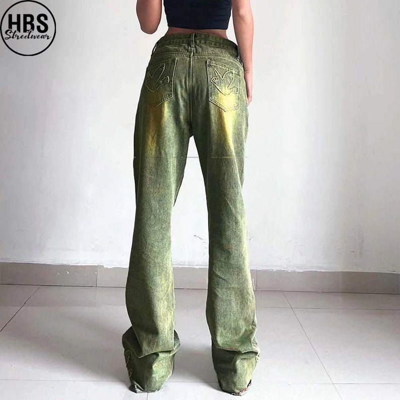 Forest Green Fairycore Baggy Jeans retro Jeans 90s Jeans Etsy UK