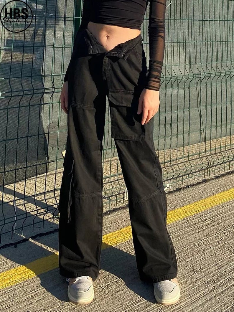 Low Rise Black Jeans Baggy Jeans Women 90s Baggy Pants Etsy