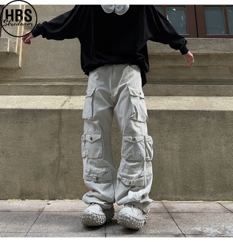 Retro Techwear Cargo Pants Streetwear Pant Baggy Cargo Etsy