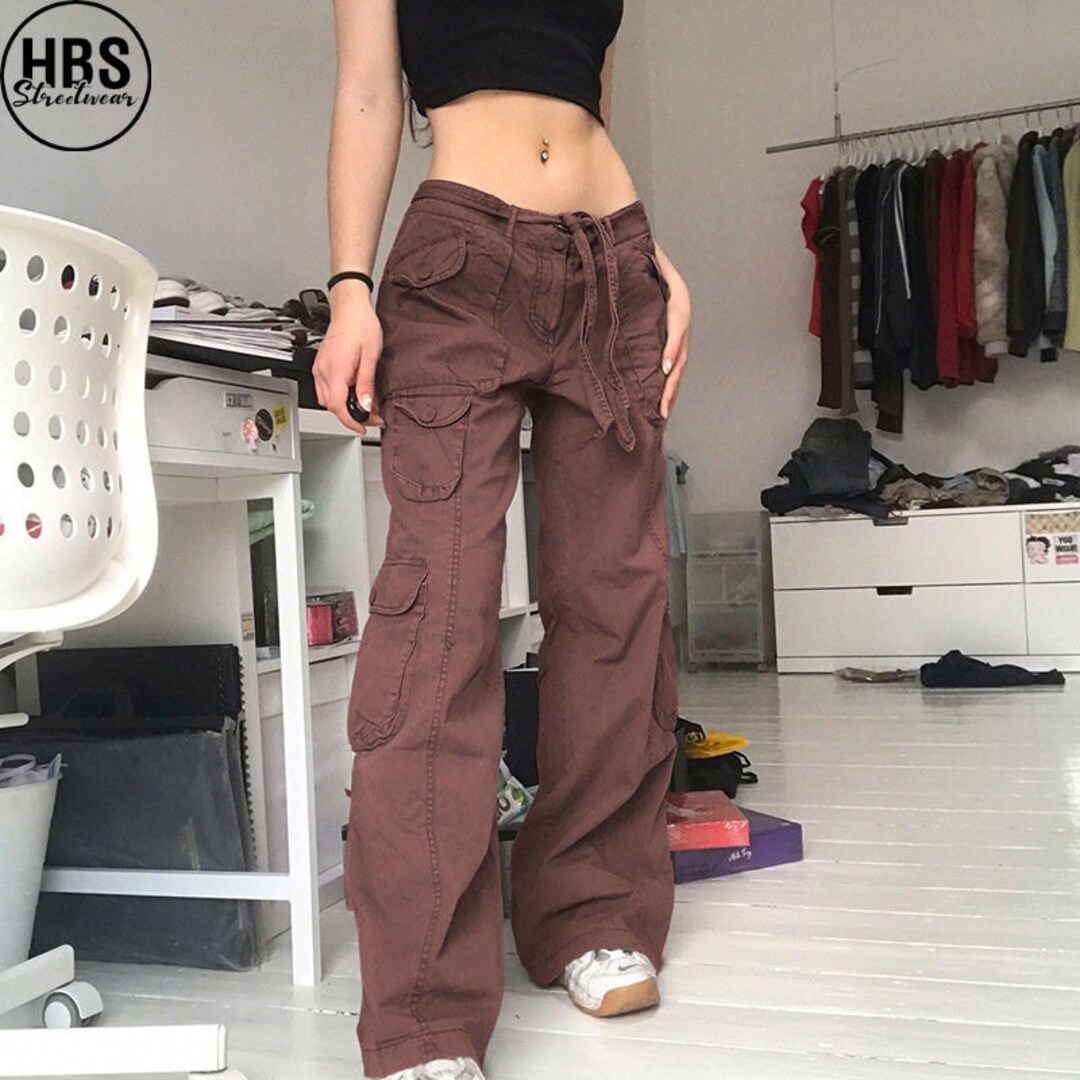 Retro Casual Cargo Jeans Tactical Pants Women Baggy - Etsy