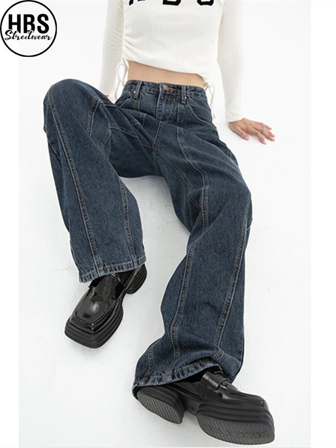 Dark Blue Vintage Baggy Jeans Baggy Jeans Women Baggy Etsy