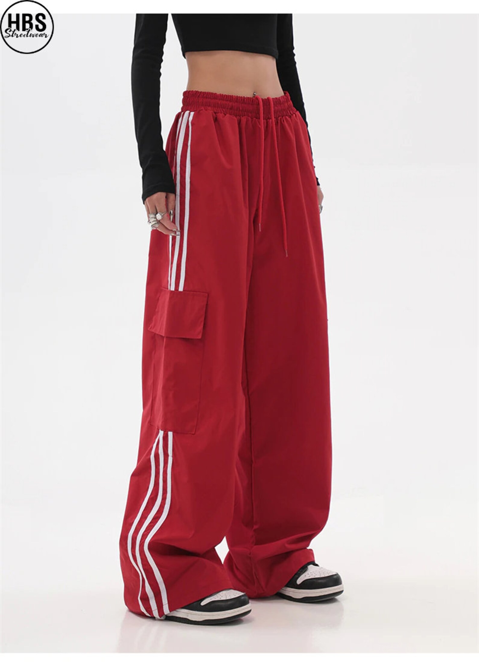 Red Baggy Cargo Pants Red Cargo Sweatpant Y2K Harajuku Etsy