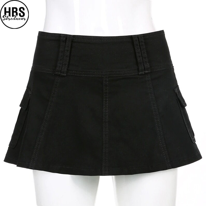 Waist Black Micro Skirt Pastel Goth Skirt Y2K Skirt Etsy