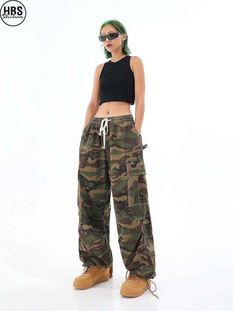 Buy Harajuku Vintage Camouflage Cargo Pants Women Baggy Hip Hop Online in  India  Etsy