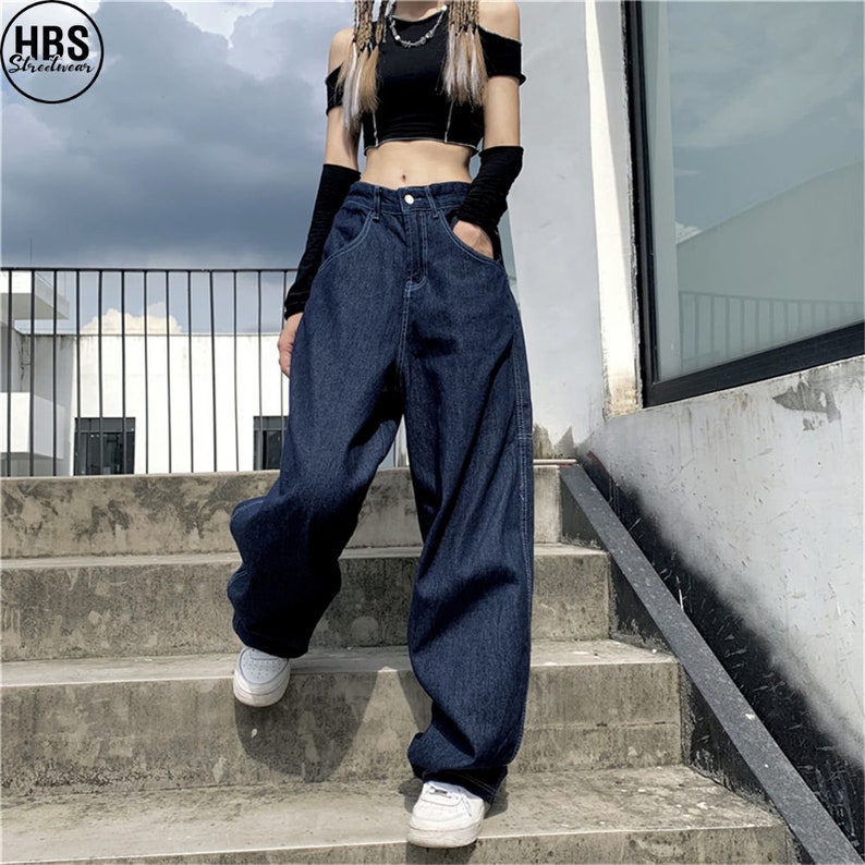 Retro Dragon Loose Jeans Vintage Baggy Jeans Women Wide Etsy Canada