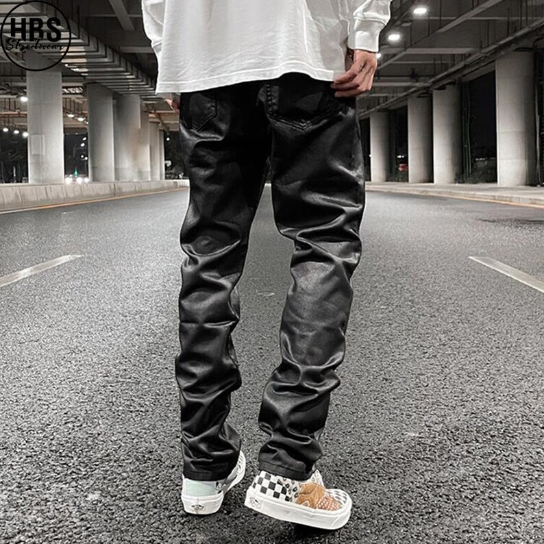 Harajuku Waxed Jeans for Men Baggy Jeans Harajuku Vintage Etsy