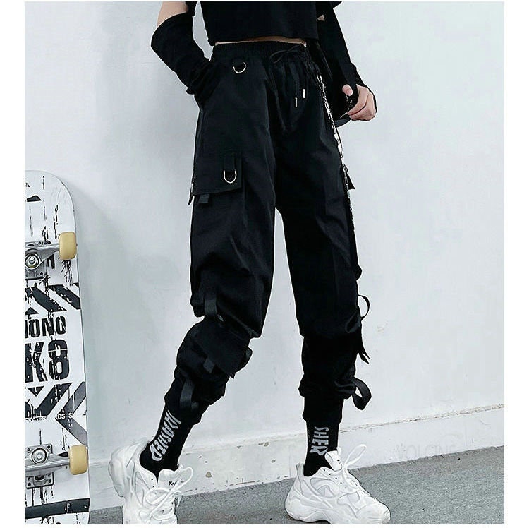 Black Cargo Pants Women Techwear Pants Womeny2k Pants - Etsy
