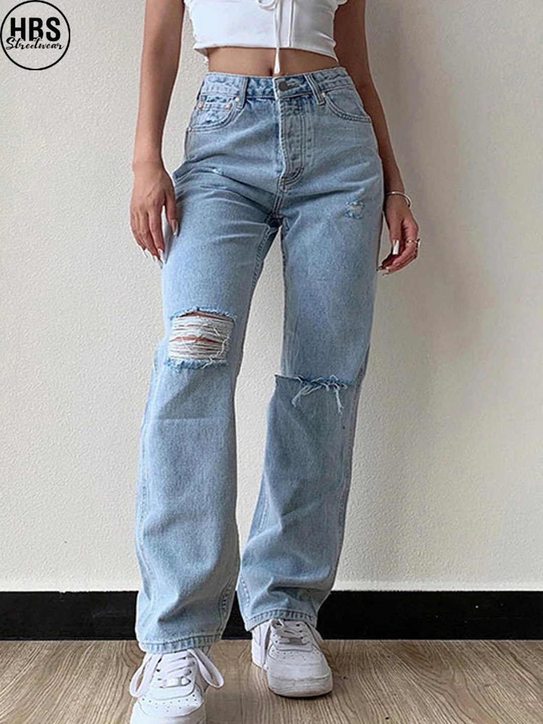 Ripped Hole Baggy Jeans Distressed Jeans 90s Jeans Baggy - Etsy