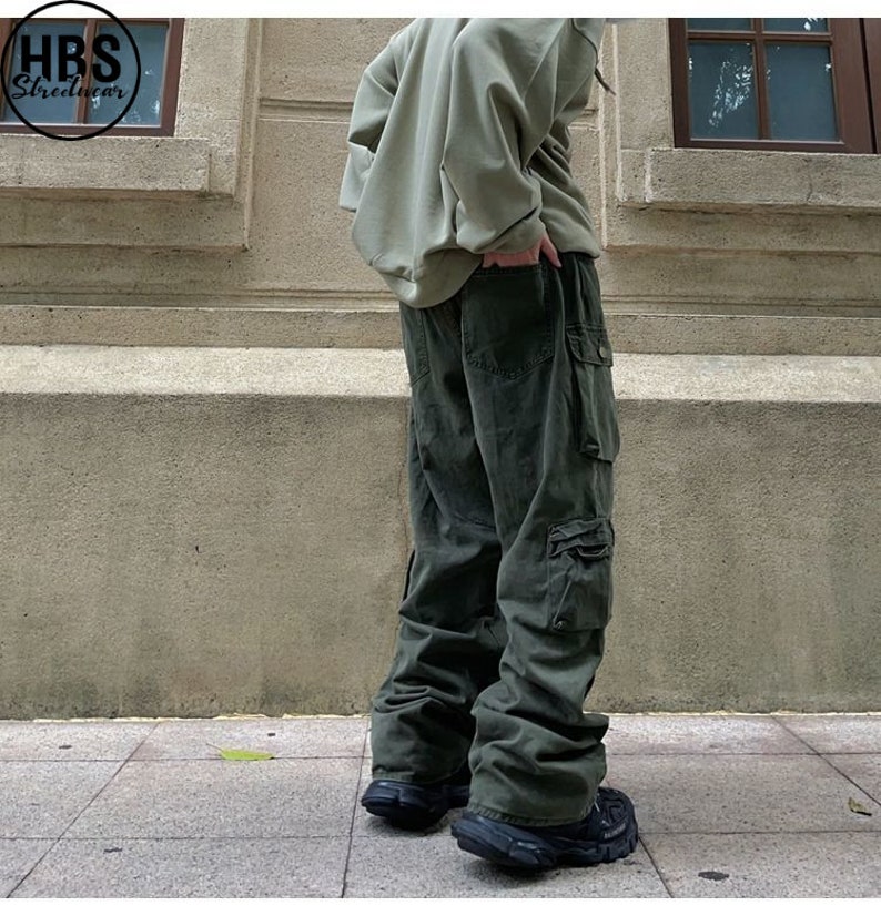Retro Techwear Cargo Pants Streetwear Pant Baggy Cargo Etsy