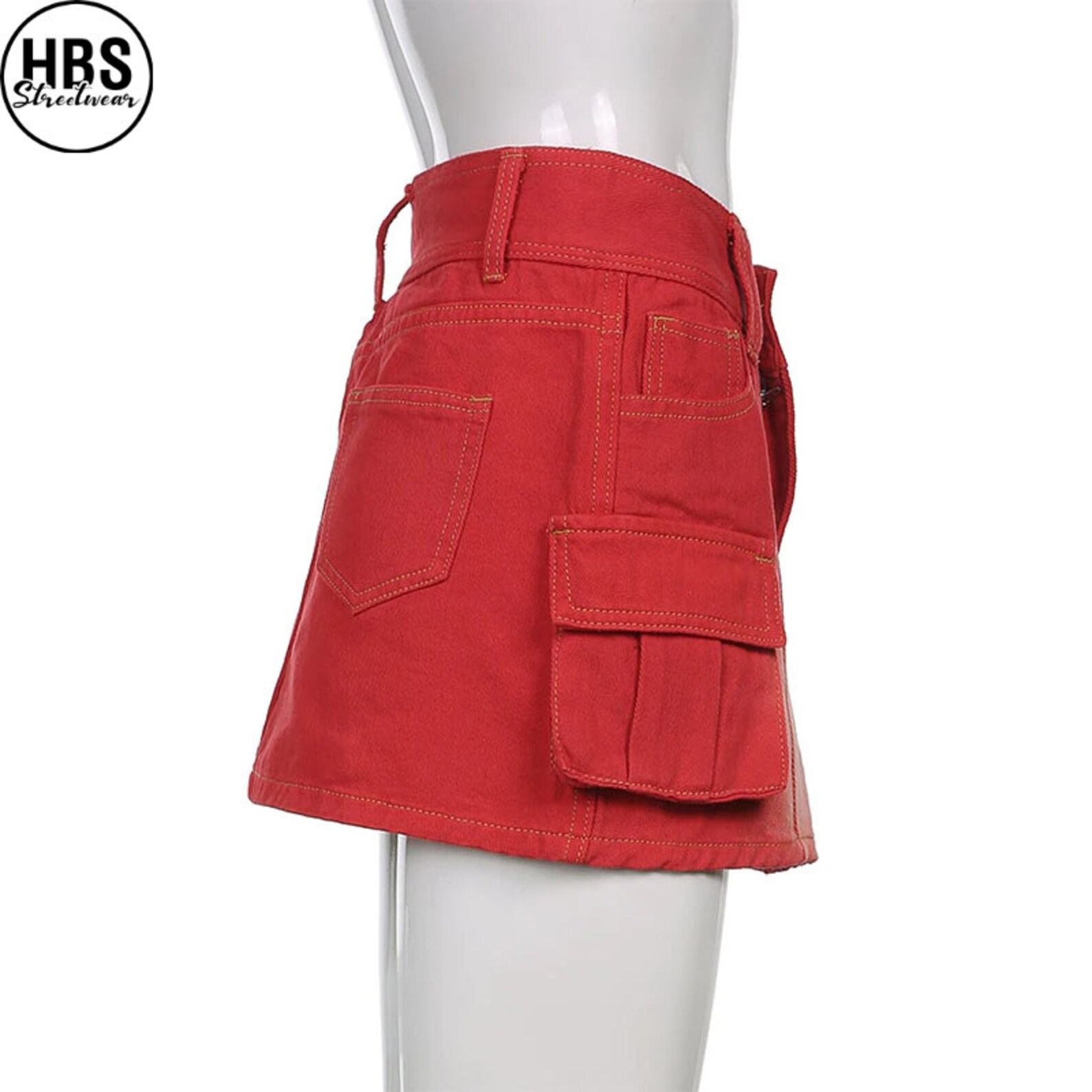 Red Denim Mini Skirt Pastel Goth Skirt Y2K Skirt Cargo Etsy