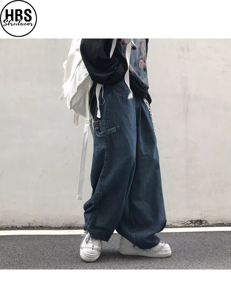 hold Forgænger historie Japanese Streetwear Oversize Cargo Jeans Oversized Casual - Etsy Denmark