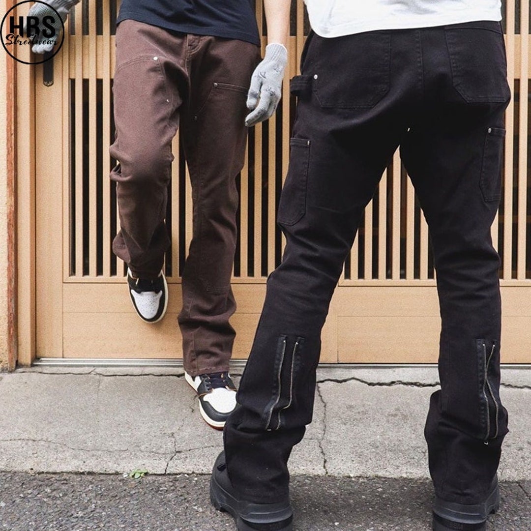 Back Ankle Zipper Flare Jeans Zipper Techwear Pants Y2K - Etsy