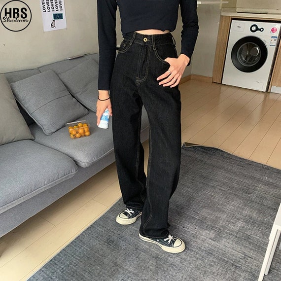 Vintage High Waist Black Jeans Baggy Jeans Women Baggy - Etsy