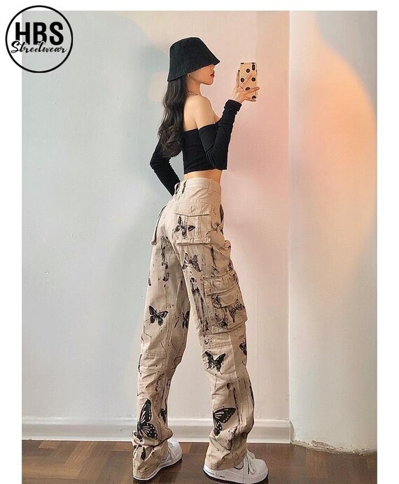 Tie Dye Butterfly Pants - Techwear Pants - Tactical Pants Woman - Baggy Sweatpant - Cargo Pants Women - L57