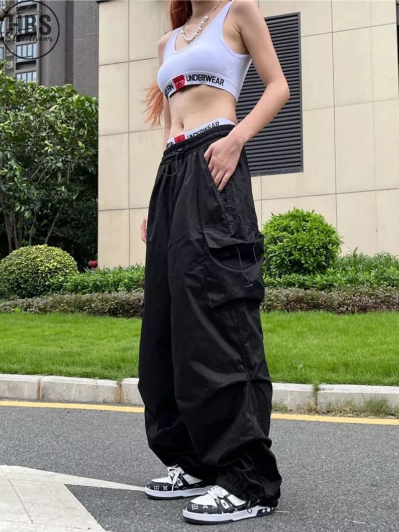 Y2K Parachute Pants Women Streetwear Oversize Pockets Cargo - Etsy