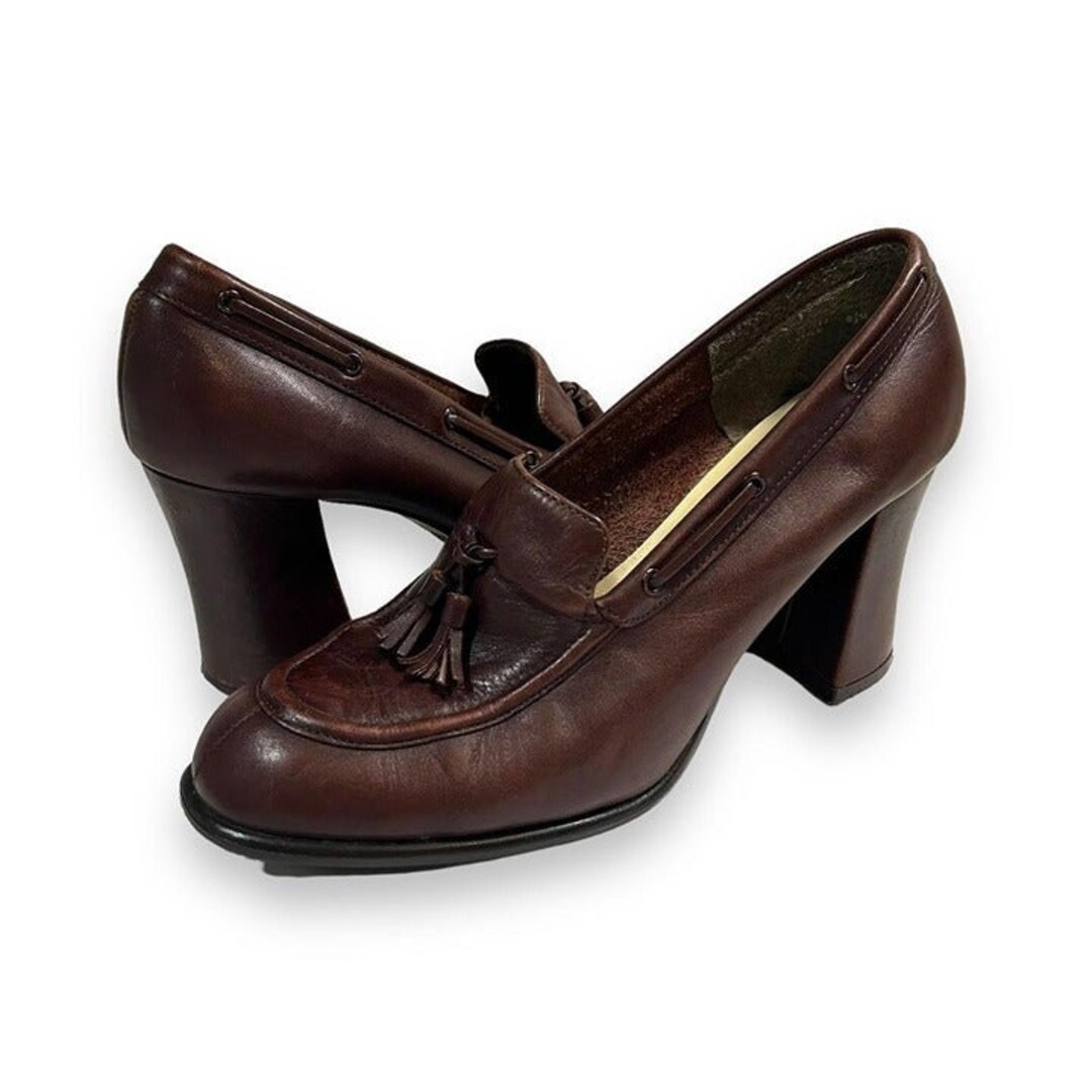 Vintage Mootsies Tootsies Leather Block Heel Loafers 8.5 - Etsy
