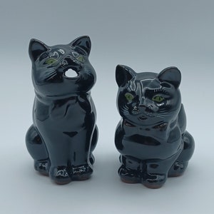 1950s Shafford Redware Black Cat Sugar Pot and Creamer Set