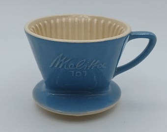 Vintage Melitta 101 Dusty Blue Single Serve Ceramic Coffee Dripper