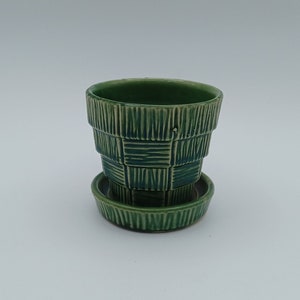 McCoy Green Basketweave Flower Pot