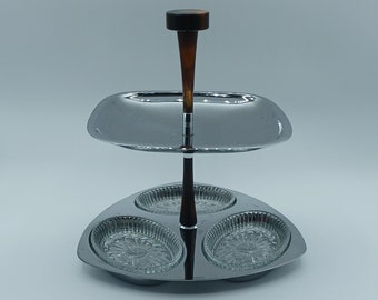 Glo Hill Gourmates 2 Tiered Serving Tray with Bakelite Handle