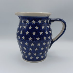 Boleslawiec Polish Pottery 48oz Large Pitcher, Midnight Stars
