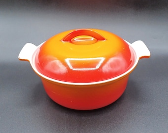 FE Belgium Orange Enameled Cast Iron Dutch Oven w/ Lid