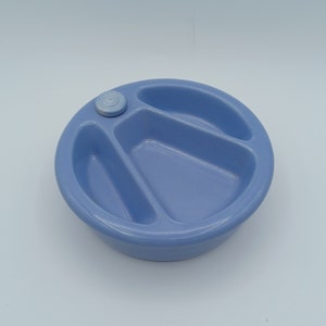 Periwinkle Stoneware Divided Baby Food Warming Dish/Bowl