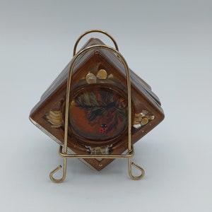Clear Acrylic/Lucite Seed Flower Coasters with Wire Holder, Set/4