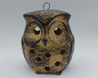 Owl Stoneware Pottery Votive Candle Holder