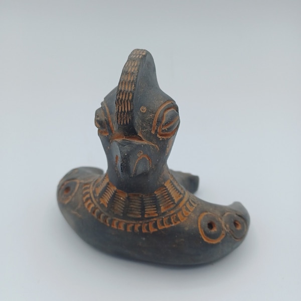 Primitive Clay Ceremonial Bird Flute Whistle, Made in Columbia