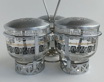Libbey 3 Bowl Condiment Caddy, MCM Barware