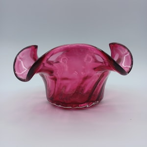 Canadian Cranberry Art Glass Candy Dish