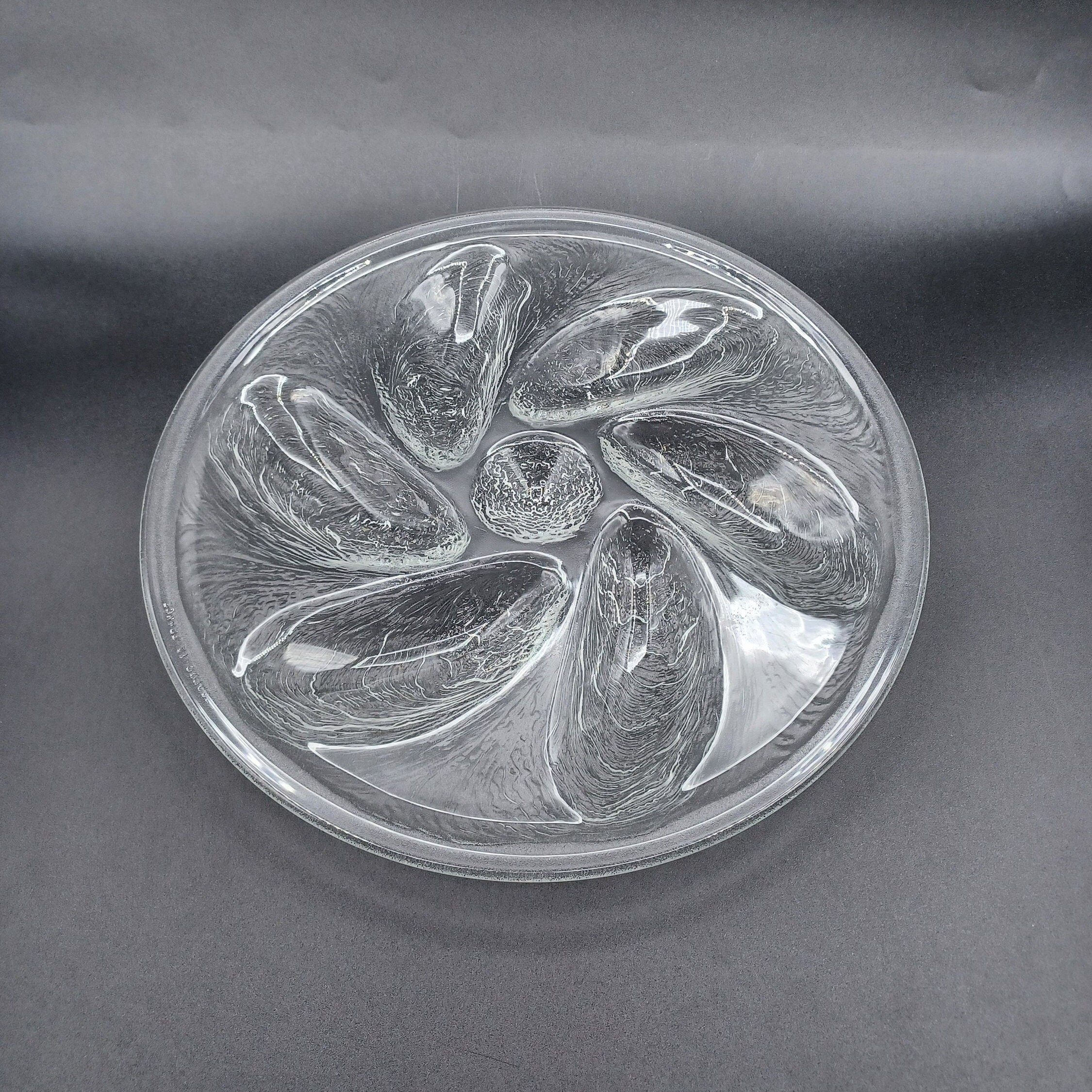 Lot De 6 Assiettes à Huître En Verre Transparent Arcoroc - Élégantes Et Vintage