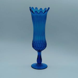 Fenton Colonial Blue Thumbprint Swung Glass Vase