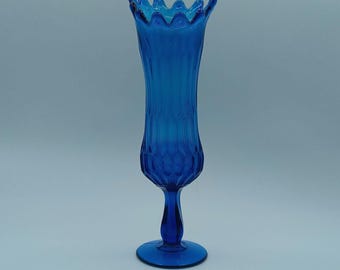 Jarrón de cristal oscilante Fenton Colonial Blue Thumbprint