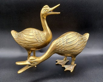 Large Decorative Brass Duck Pair