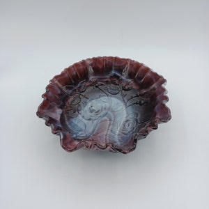 Imperial Purple Slag Glass &quot;Open Rose&quot; Ruffled Edge Bowl