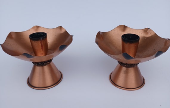 Copper Mid Century Cooper fantasy Bet Solid Copper Retro Style Candlestick Holders by Fantasy  main image 3