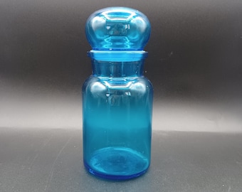 Belgium Aqua Blue Bubble Lidded Apothecary Jar