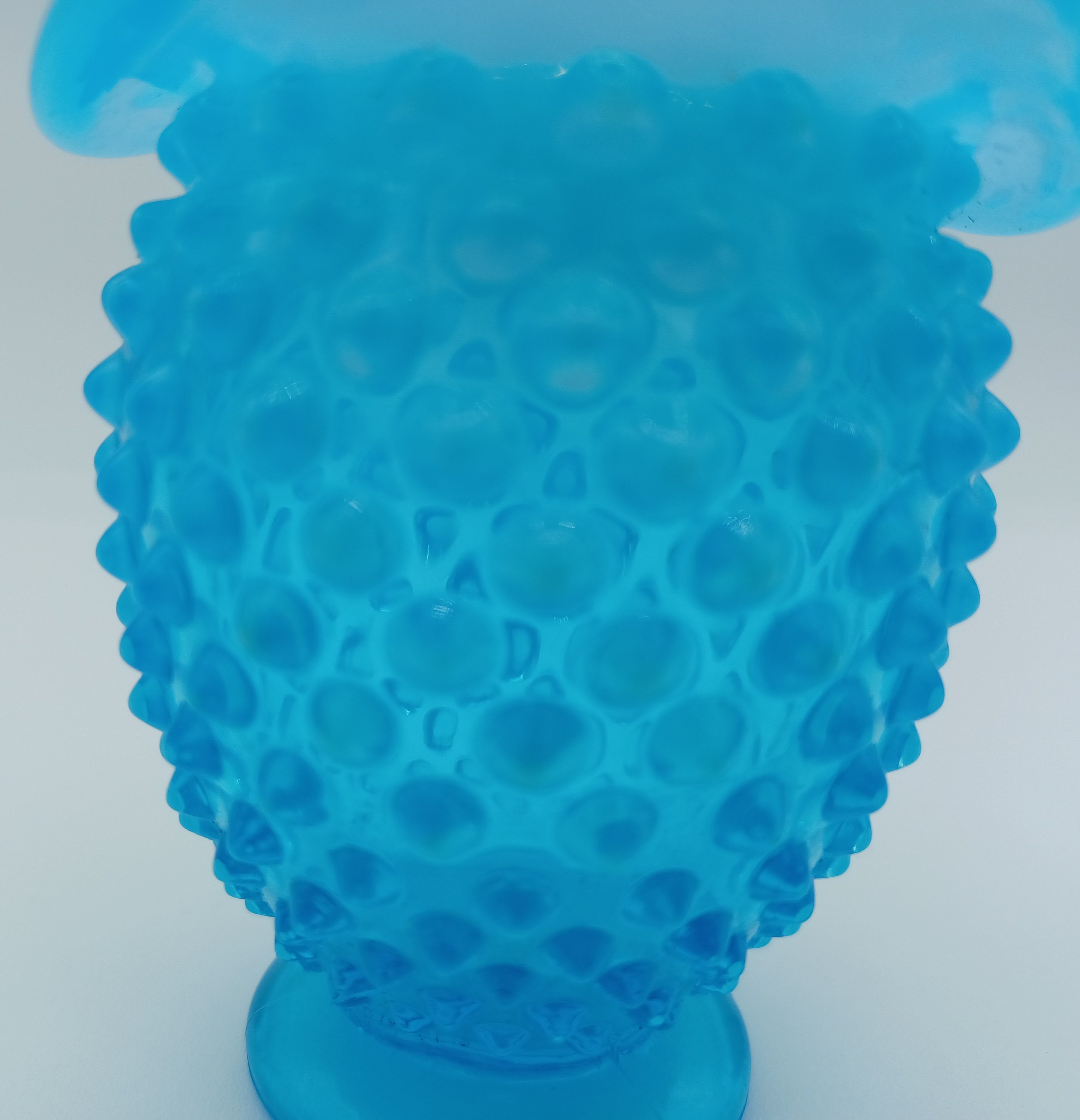 フェントン 大きいサイズ ブルーオパールセントホブネイル フラワーベース フェントン 大きいサイズ ブルーオパールセントホブネイル